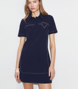 Tory Burch Contrast Heart-Stitched Polo Shirt Dress